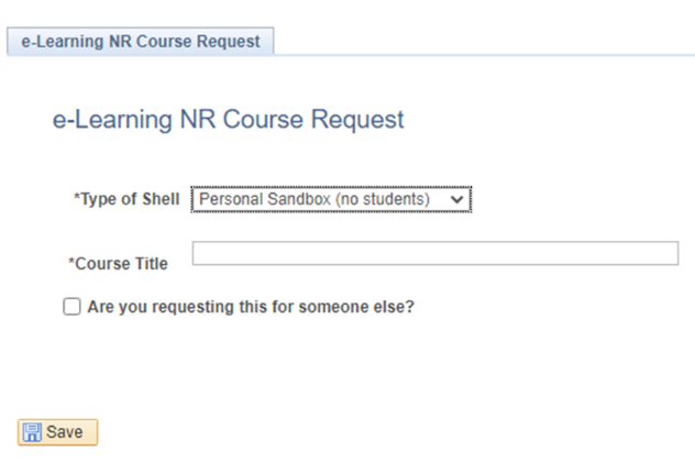 Screenshot of third step in requesting nr course
