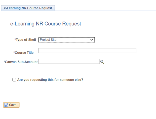 Screenshot of fourth step in requesting nr course